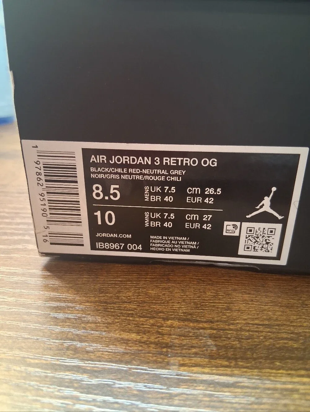 Jordan 3 Retro RARE AIR